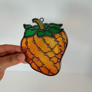 Sparkling Glitter Strawberry Sun Catcher Stained Glass Window Decor Ornament